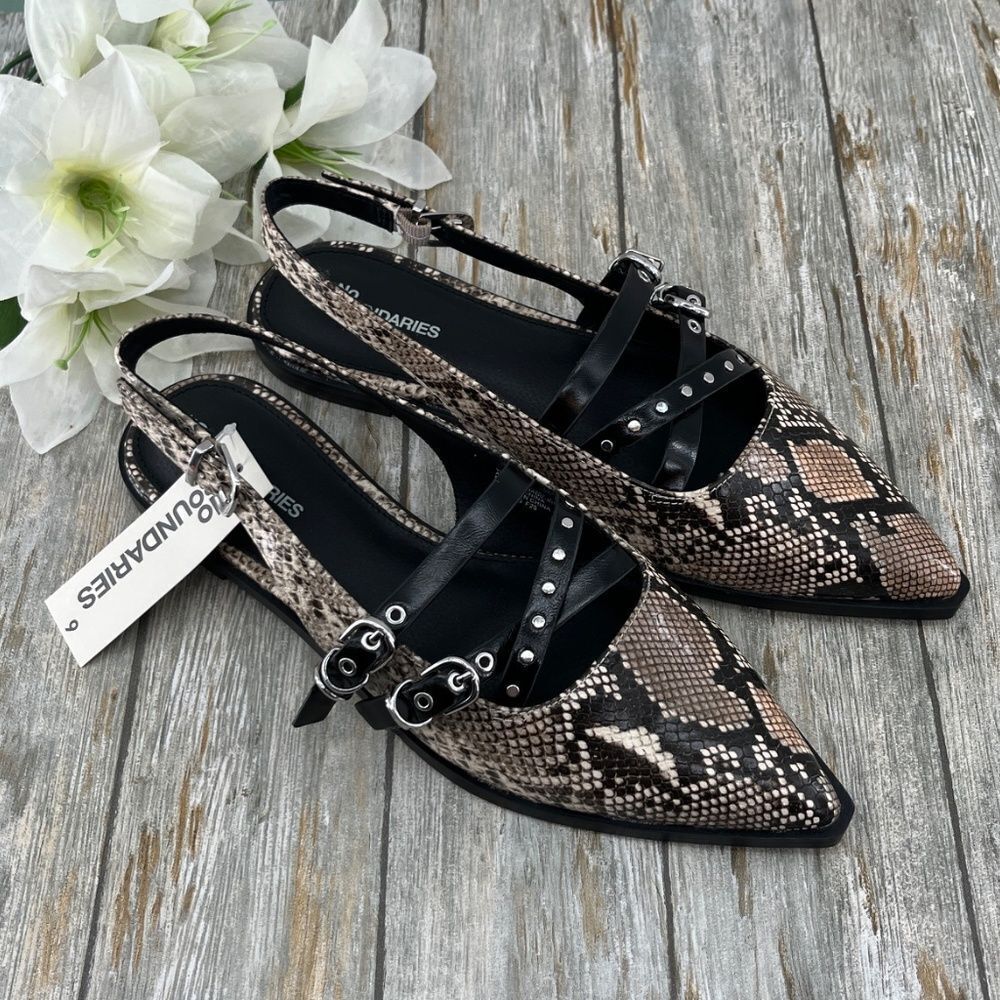 Women's Strappy Dressy Snakeskin Flats Shoes Size 9